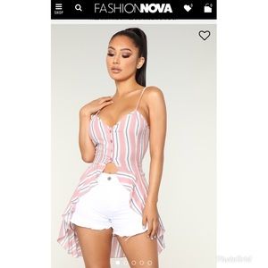NWT Fashion Nova XL Stripe Flowy Shirt